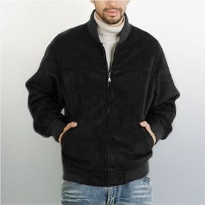 BGSD Men's Faux Suede Baseball Bomber Jacket