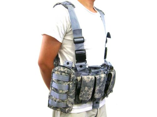 Army Style Tactical Vest with 4 Magazine Pouches & 2 Large Pouches