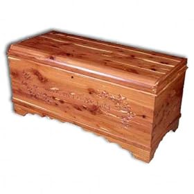 Chest, Waterfall, Cedar w carving-God Bless