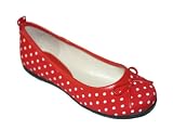 Girls Red Polka Dot Bow Flats Shoes