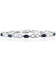 10k White Gold Sapphire and Diamond Hugs and Kisses Bracelet