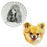 Full Color Chihuahua, Longhair Shaped Plate, Porcelain by Rosalinde (8' diameter)