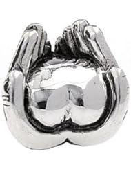 SilveRado(tm) MS254 Sterling Silver Heart in Hand Bead / Charm