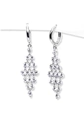 Cubic-zirconia Rhodium Finish Sterling Silver Chandelier Earrings