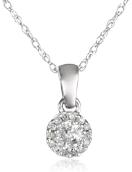 10k White Gold Drop Pendant Necklace (1/5 cttw, I-J Color, I3 Clarity), 18"