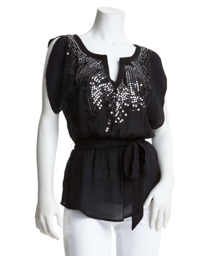 2b by bebe  Seneca Sequin Kimono Top Black Size Small