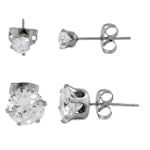 Stainless Steel CZ Earrings Set