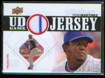Pedro Martinez 2010 Upper Deck Baseball UD Game Worn Jersey Card w/ Stripe / New York Mets / Boston Red Sox