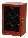 Six Watch Winder Mahogany Wood w/LCD Dispaly
