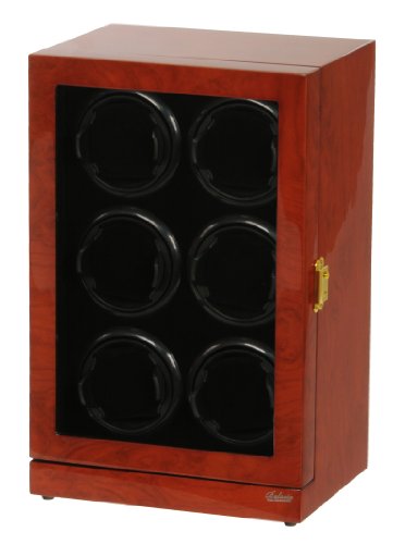 Six Watch Winder Mahogany Wood w/LCD Dispaly