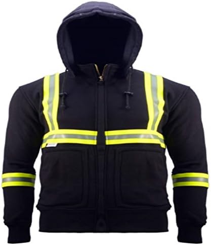 FR Reflective Vest Sweater Pullover Arc Rated Hoodie- Keeps You Warm And Safe At Work ,12 oz Micro Fleece ,-Great For Welders , X Large