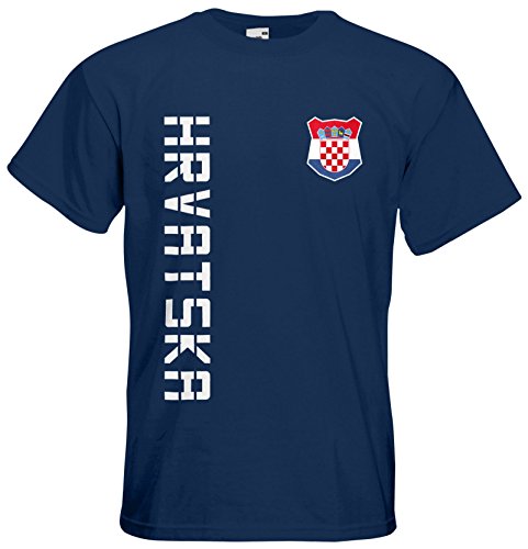 Kroatien Hrvatska EM 2016 T-Shirt Trikot Name Nummer (Navyblau, M)