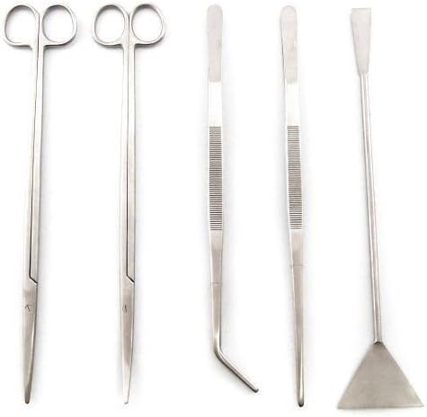 5 in 1 Stainless Steel Aquarium Tank Aquatic Plant Tweezers Scissor spatula Tool Set Aquariums &amp; Fish Starter Kits