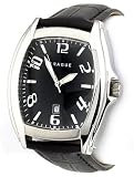 Prague Men's Black Croco-print Leather Strap Watch