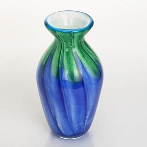 41VCUZgVYTL. AA300  Hand Blown Blue Green Art Glass Vase 10 tall