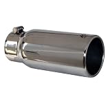 MBRP Mirror Polished Stainless Exhaust Tip Diesel Exhaust Tips 4 Inlet- 5 Exit Single Wall Rolled Edge Straight Cut- 12 Length