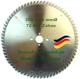 HM Sägeblatt 300 x 30 mm Zähne 72 KW Kreissägeblatt Hartmetall 300mm Ersatzsägeblatt für DeWalt / Elektra / Elu / Haffner / Holz-Her / Metabo / Scheppach / Schleicher / Striebig / Ulmia