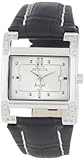 Invicta Women's 0584 Angel Diamond Accented Silver Dial Black Leather Strap Watch
