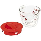 Pyrex Prepware 1-Cup Measuring Cup, Clear with Red Lid and Measurements