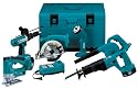 Makita DK1032DL 18 Volt Reciprocating Saw, 6-1/2-Inch Circular Saw, 1/2-Inch Hammer Driver-Drill, Jig Saw, Blower & Flashlight Kit