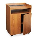 SAFCO PRODUCTS / Executive mobile presentation stand/beverage cart, medium oak / SAF8919MO / Sold as 1 Each / Mfr Part # 8919MO \*/ Executive mobile presentation stand/beverage cart, medium oak