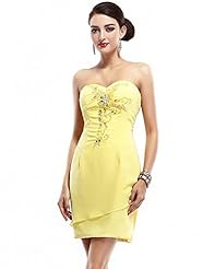 Strapless Chiffon Sweetheart Short Sheath Beaded Lace Natural   Waistline Party Dress 