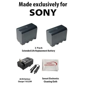2 Pack Of Li-Ion Extended Life Replacement Battery for Sony NP-F970 NP-F960 NP-F950 L... by Sunset