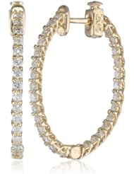 14kt Yellow Gold Diamond Inside and Outside Lucida Set Oval Hoops, 1.5 Cttw (H-I Color, SI2-I1 Clarity)
