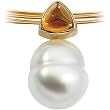 14K Yellow Gold Paspaley South Sea Cultured Pearl and Citrine Pendant - 11.00mm