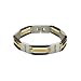 Men's Stainless Steel Polished, Black &amp; Gold Plated Link Bracelet w/ Cubic Zirconia Accents 8.5"