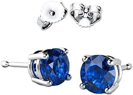 Color Gem Birthstone 925 Sterling Silver Round 2.00 Carat CZ Round Stud Earrings. Choose from 13 Colors