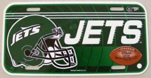 NFL NEW YORK JETS LOGO W FOOTBALL HELMET POLY CAR LICENSE PLATE SIGN. at Amazon.com