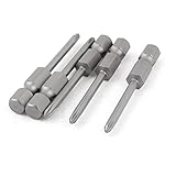 uxcell プラスドライバービット 金属 六角シャンク 磁気 50mm 長さ 5個入り