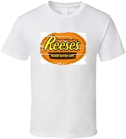 Reese's Peanut Butter Cups Chocolate Worn Look Candy Gift T Shirt XL White