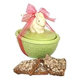 Handmade Dark Chocolate Almond Toffee In Ceramic Bunny Bowl