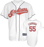 MLB Men's Cleveland Indians Fausto Carmona White Home Short Sleeve 6 Button Synthetic Replica Baseball Jersey Spring 2012  (White, X-Large)