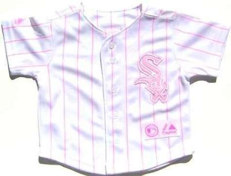 Infant Girls Chicago White Sox White/Pink Pinstripe Replica Jersey - 18M