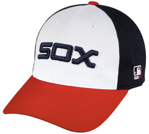 MLB Cooperstown ADULT Chicago WHITE SOX Wht/Navy/Red Hat Cap Adjustable Velcro TWILL Throwback