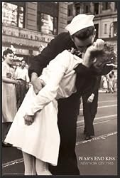 Nurse Kissing Sailor Wars End Kiss Photography Poster Dry Mounted Wood Framed.