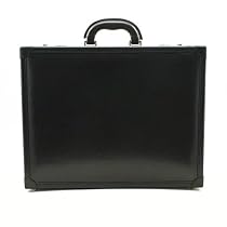 Tony Perotti Mens Italian Bull Leather [Personalized Initials Embossing] Venezia Leather Attache Case with Dual Combination Lock, Laptop Compatible in Black
