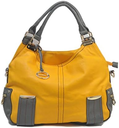 SORRENTINO Sori Collection "190" High Quality Faux Leather Designer Inspired New York Satchel (Yellow)
