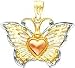 41VCtLg8nRL. SL75  14K Tri Color Gold Butterfly Heart Charm Diamond