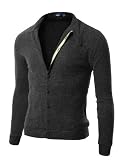 Doublju Mens Cardigan Sweater with Button up in 3 Colors