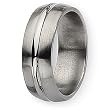 Brushed and Polished Grooved Titanium Ring (8.0 mm) - Sizes 8.5-12