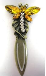 Amber Stone Dragonfly Bookmark - Amber Taurus