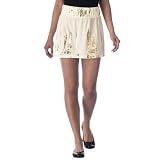 Juniors' Xhilaration Foil Miniskirt - Cream/ Gold