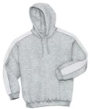 NEW Sport-Tek - Pullover Hooded Sweatshirt with Stripe Ath Hthr/White-2XL