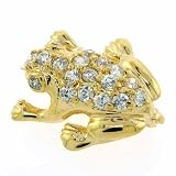 Vermeil (24k Gold over Sterling Silver) Simulated Diamond cz Frog Pin