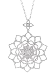 14k White Gold 4.47 Carat Diamond Flower Necklace