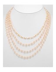 Peach (Natural) Fresh Water Pearl Necklace In Brass